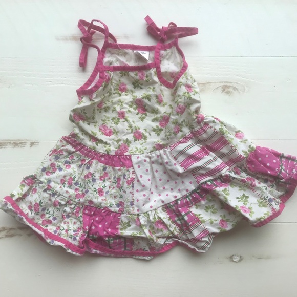 Cute summer baby dress with pink flowers - Picture 1 of 3